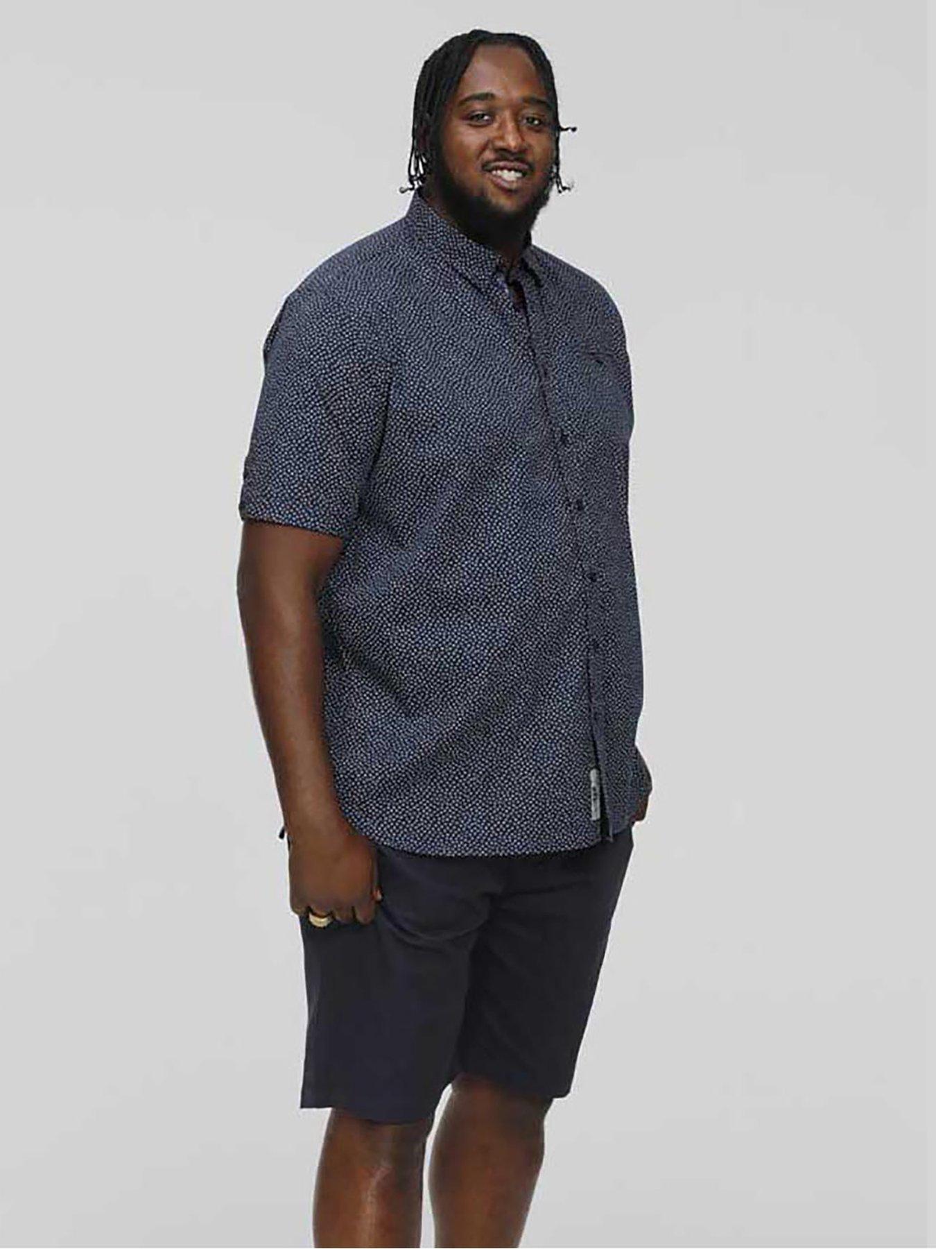 Image 2 of 4 of D555 Brody Micro Print Short Sleeve Shirt -navy