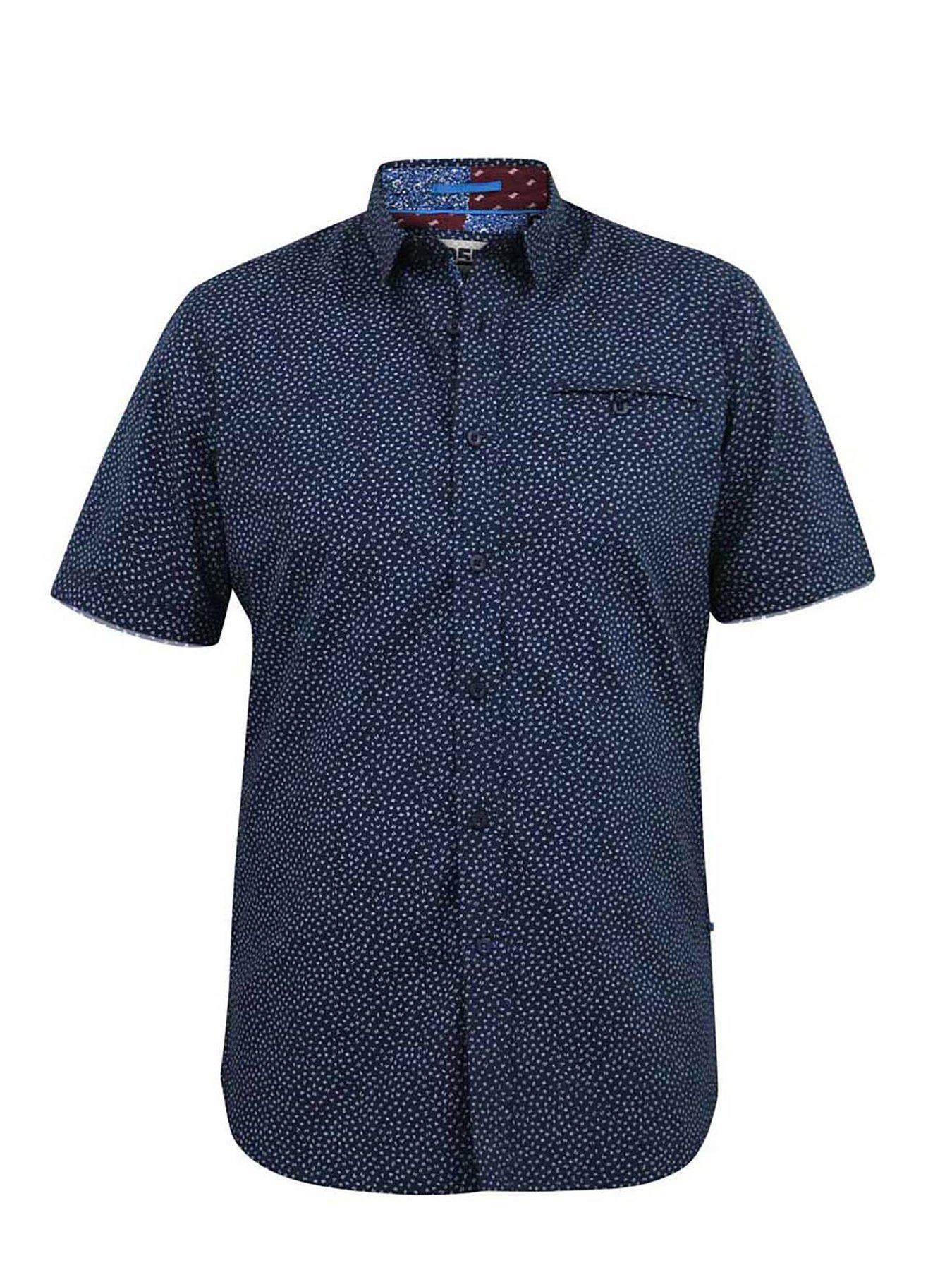 Image 3 of 4 of D555 Brody Micro Print Short Sleeve Shirt -navy