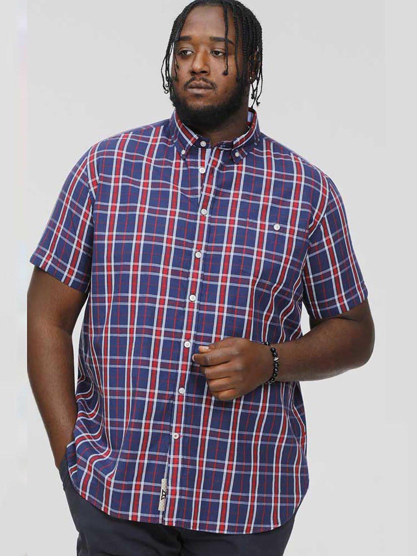 undefined Royston Checked Short Sleeve Shirt - Navy/red Check