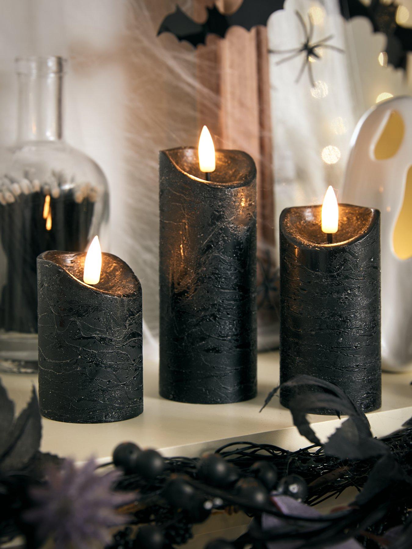 Product photograph of Very Home Set Of 3 Black Led Pillar Candles from very.co.uk