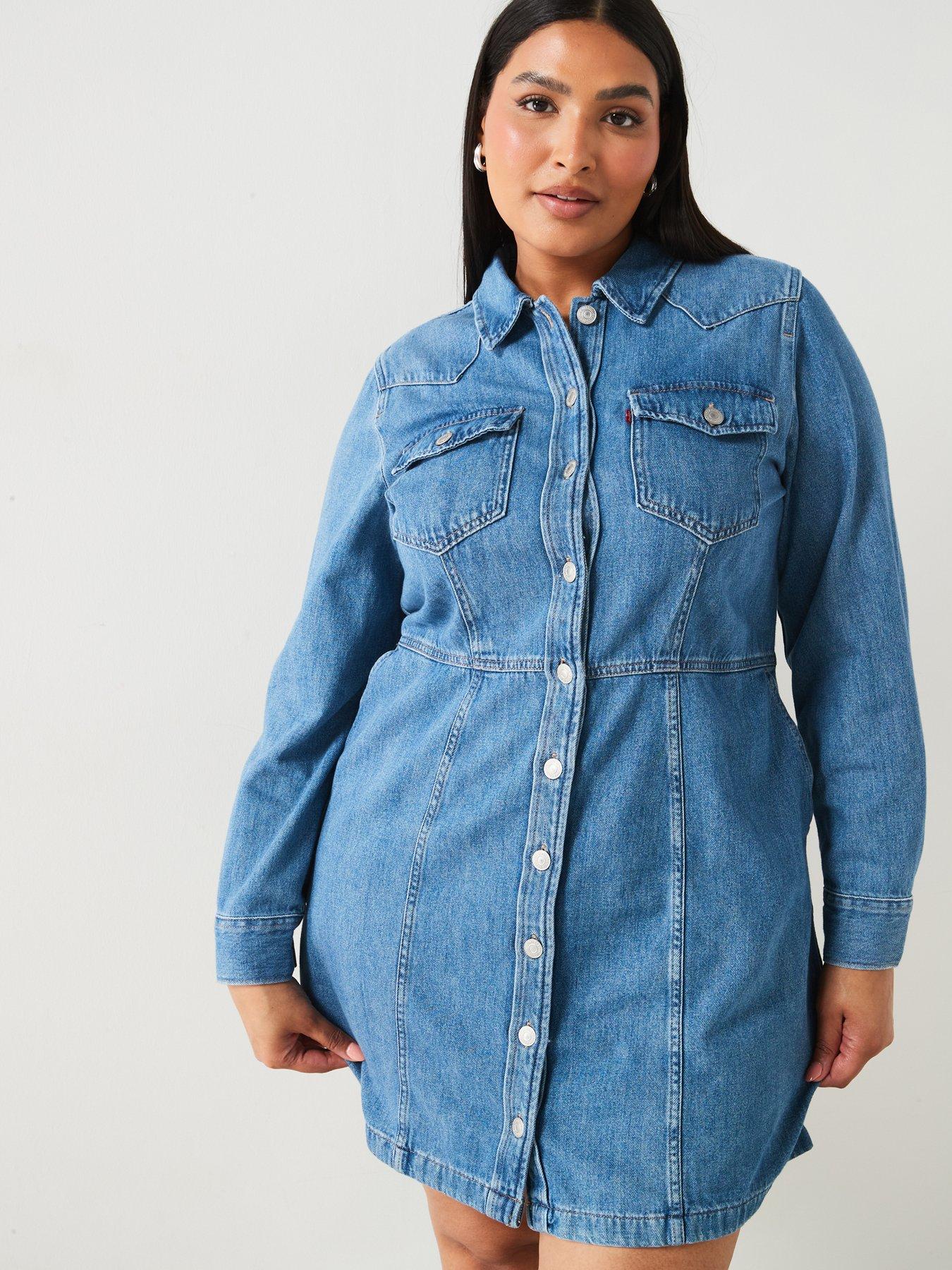 Women's Western Denim Dress Vestido Vaquero Plus Size Levi's Flynn