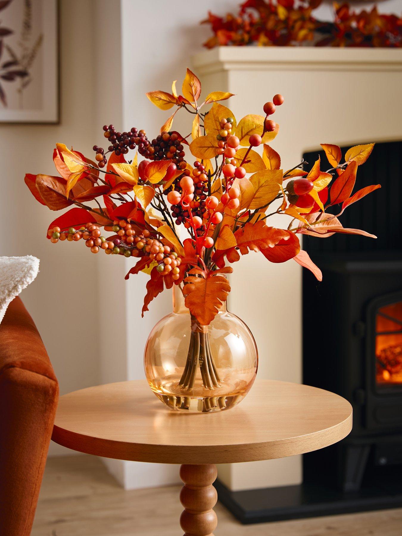 Product photograph of Very Home Autumn Harvest Vase With Foliage from very.co.uk