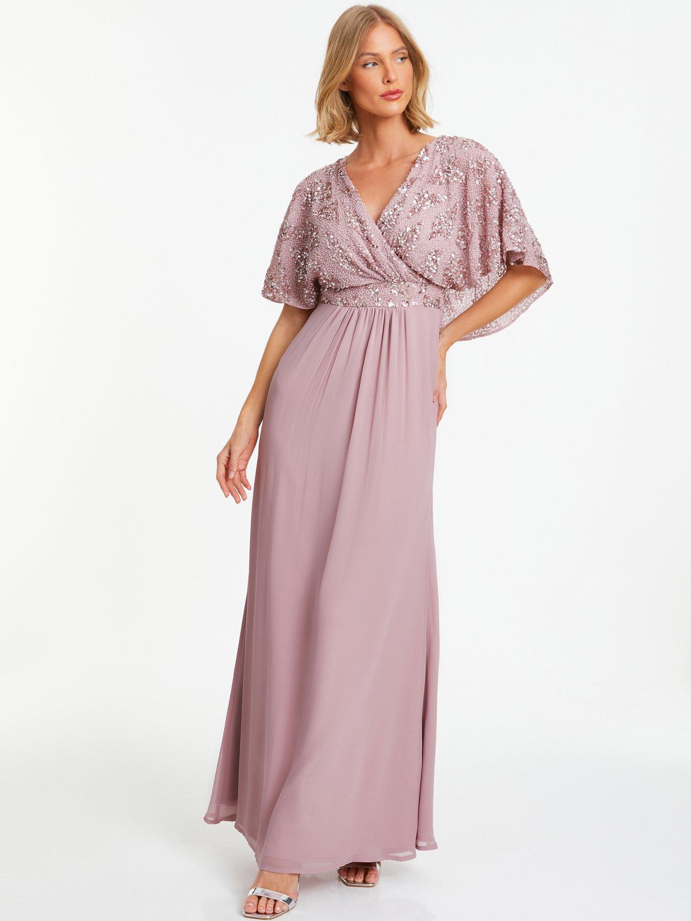 Quiz pink store chiffon maxi dress