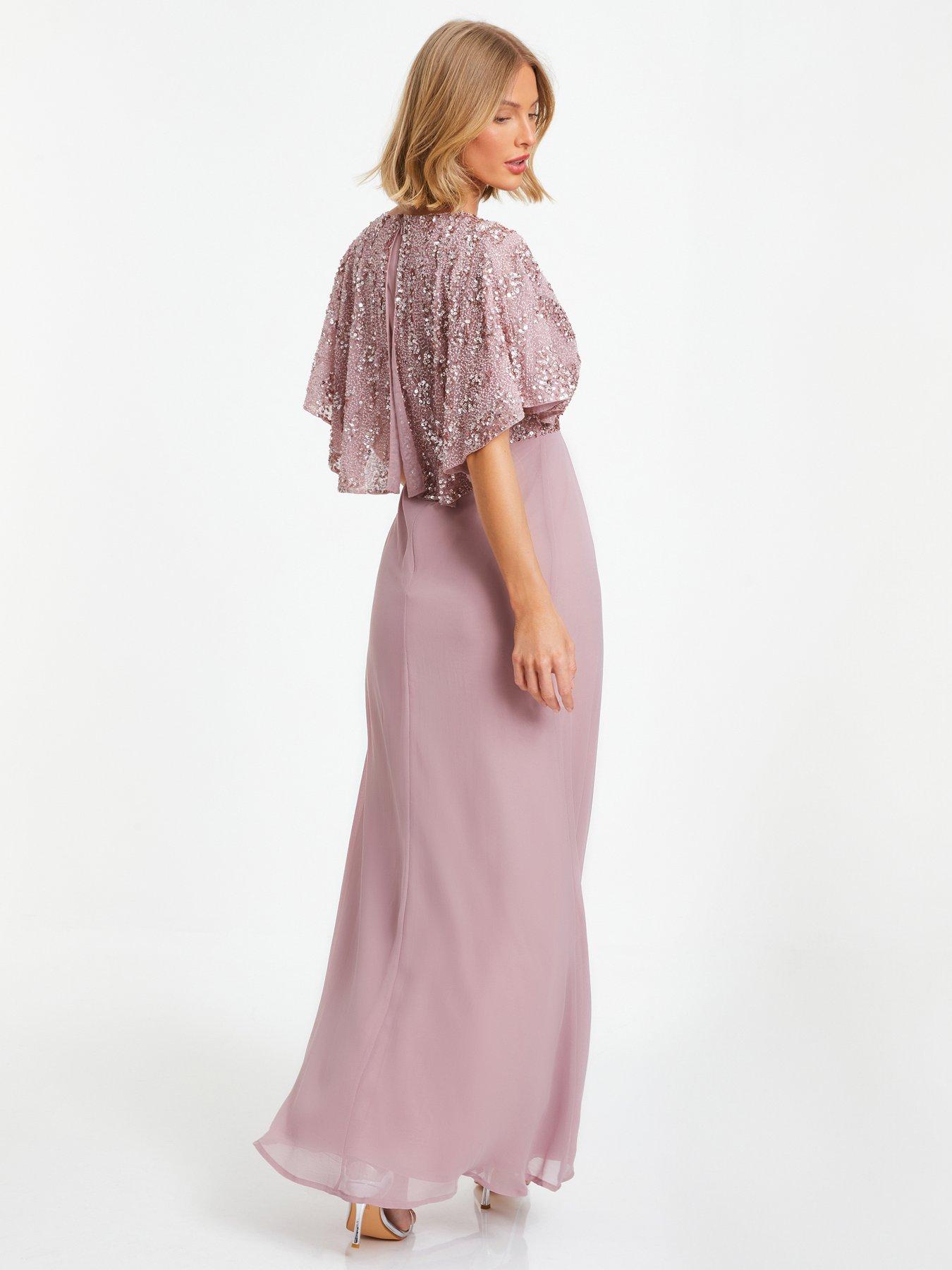 Quiz pink embellished maxi 2024 dress