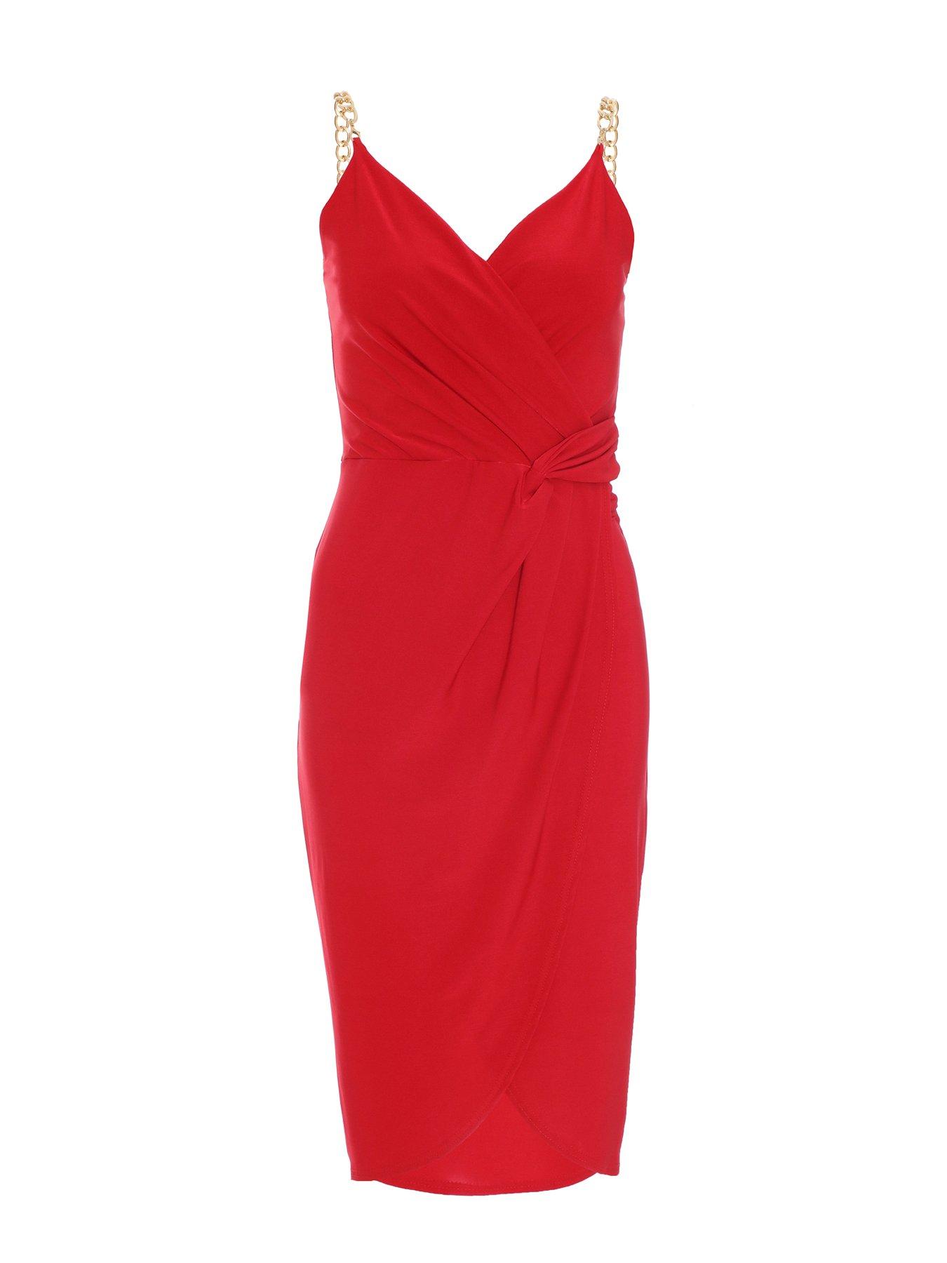 strapless open back dress EUPHORBIA DEEP RED WRAP PENCIL DRESS – Marimo Fashion