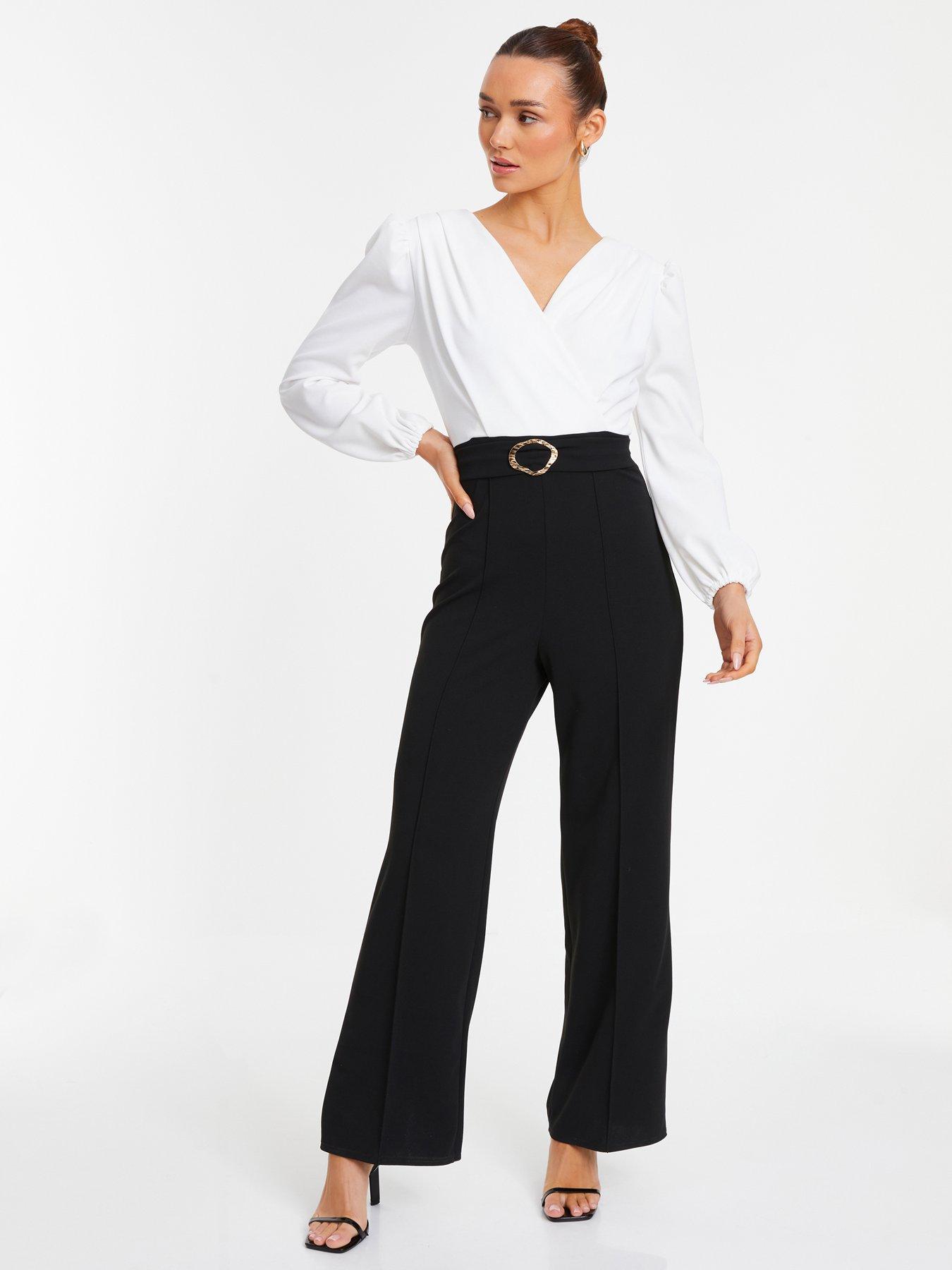 Black Buckle Contrast Wrap Jumpsuit