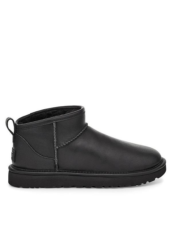 UGG Classic Ultra Mini Leather Boots - Black | Very.co.uk