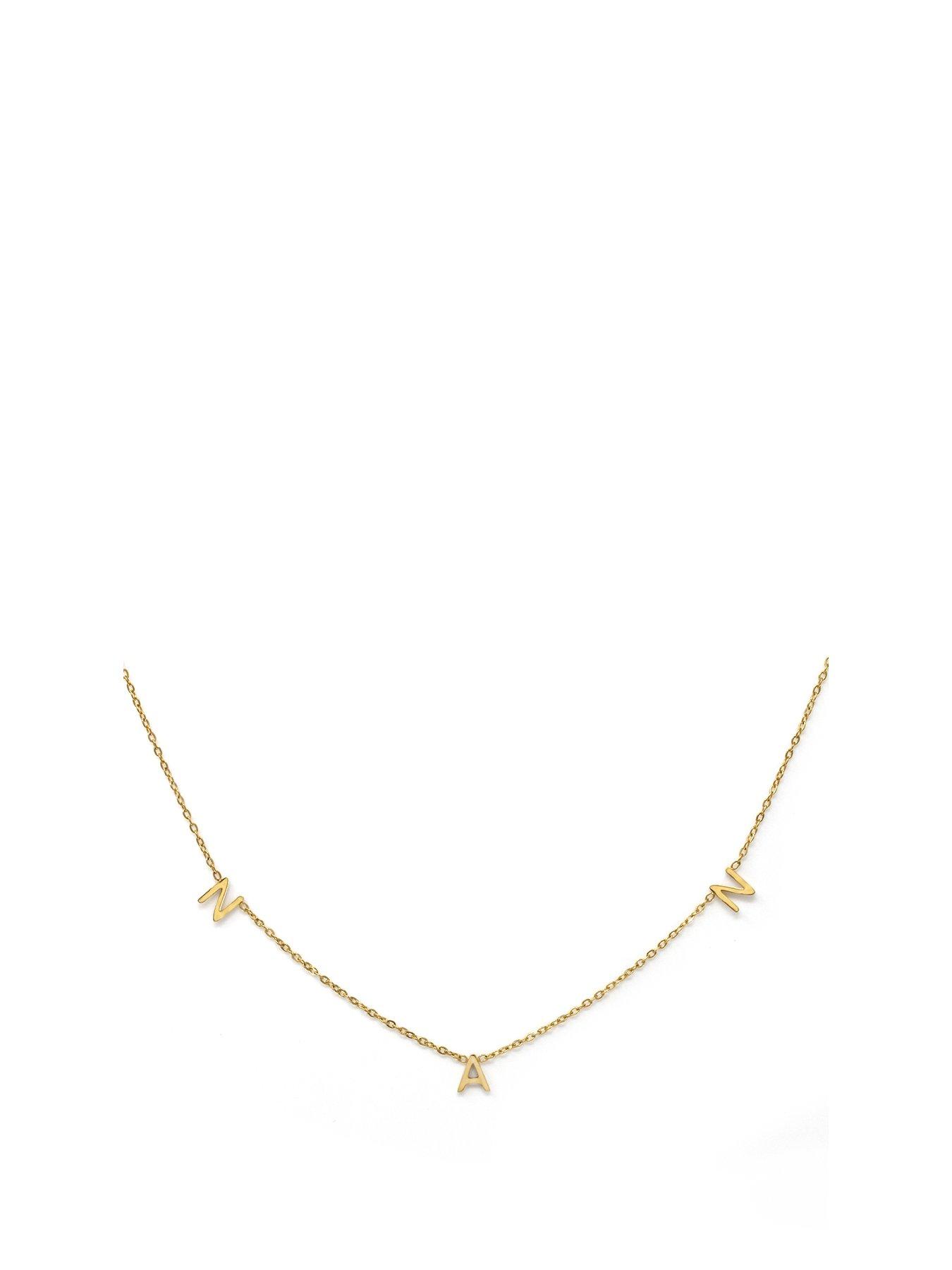 Product photograph of Say It With Nan Necklace - Yellow Gold from very.co.uk