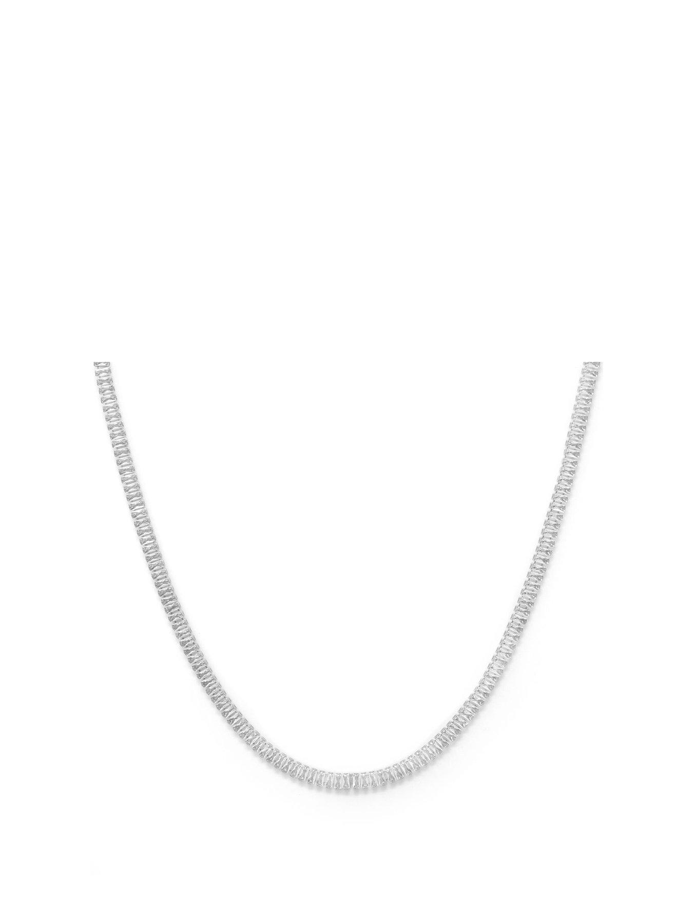 Product photograph of Say It With Emerald Tennis Necklace - Silver from very.co.uk