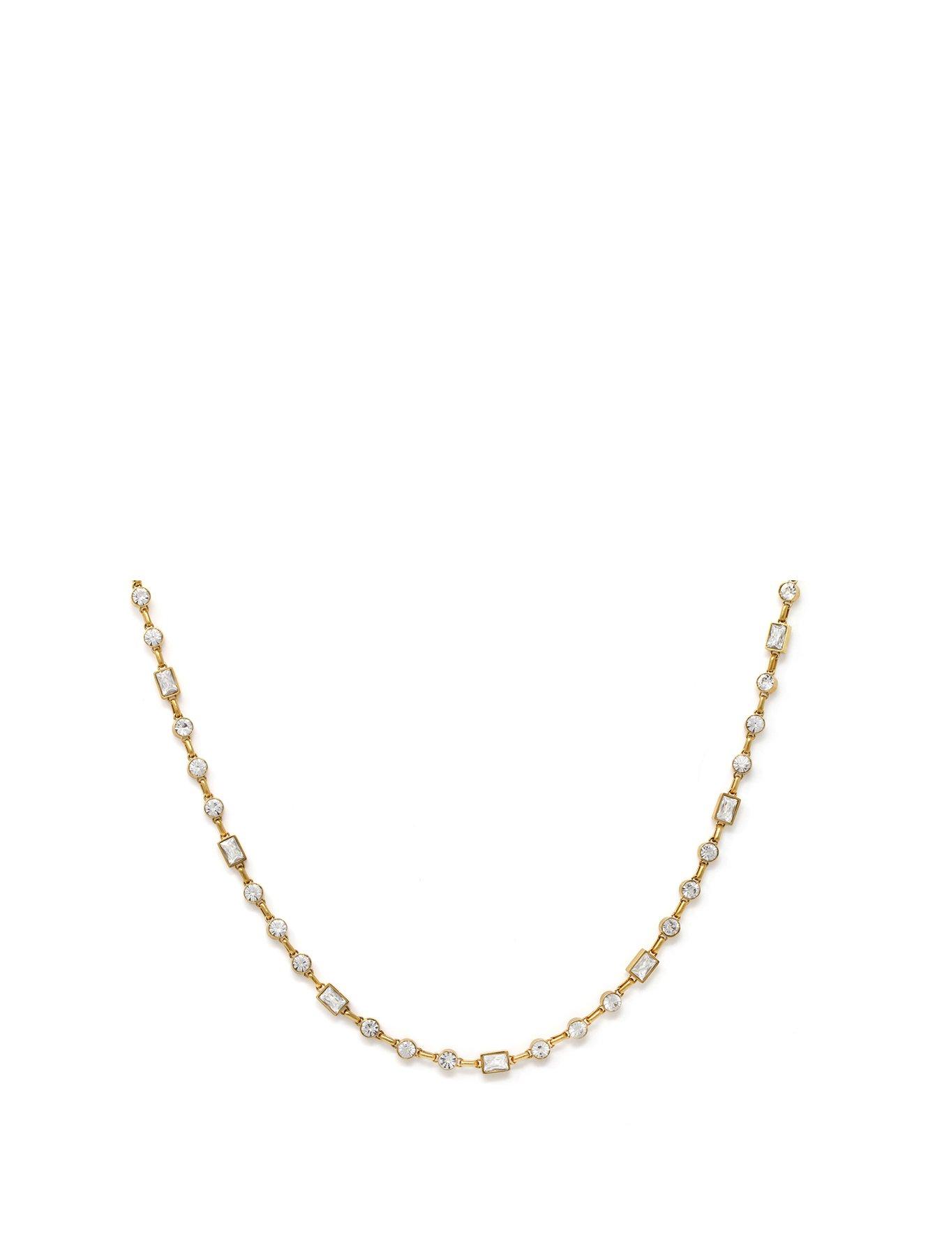 Product photograph of Say It With Mixed Shape Necklace - Yellow Gold from very.co.uk