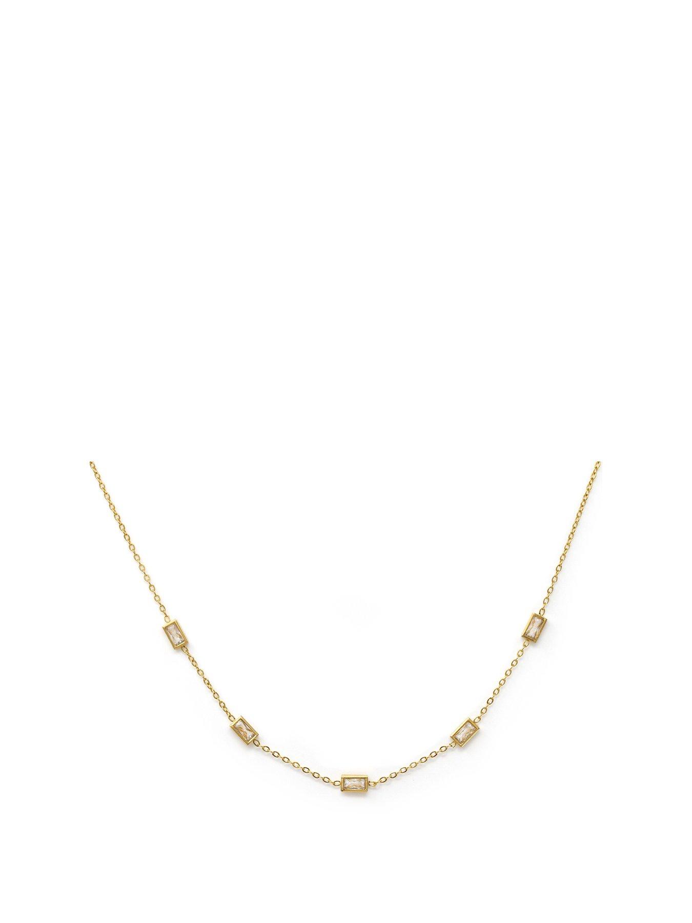 Product photograph of Say It With Rectangle Necklace - Yellow Gold from very.co.uk