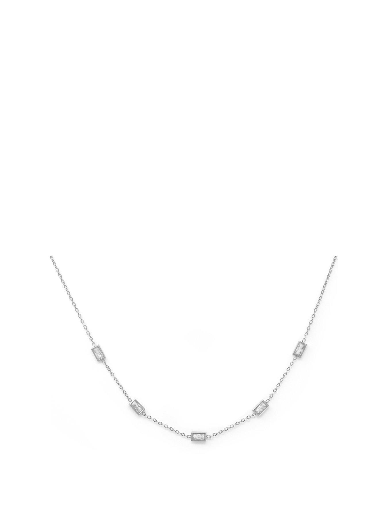 Product photograph of Say It With Rectangle Necklace - Silver from very.co.uk