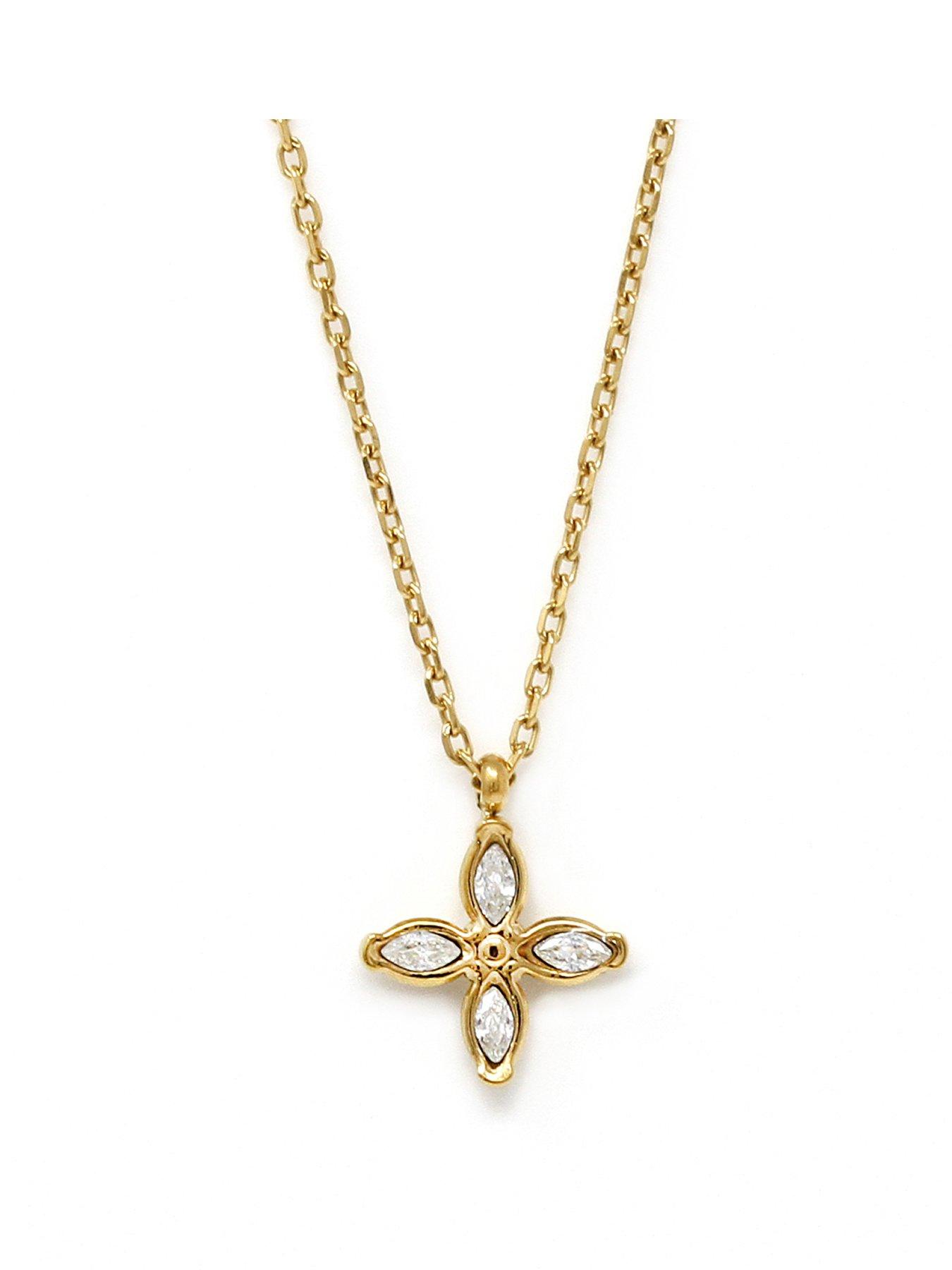 Product photograph of Say It With Flower Necklace - Yellow Gold from very.co.uk
