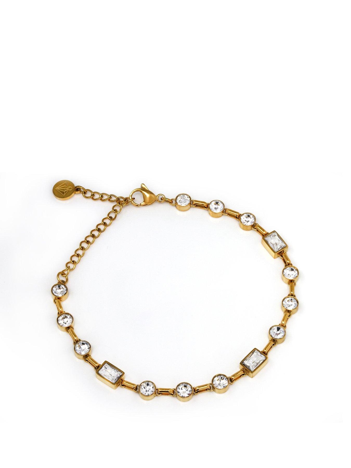 Product photograph of Say It With Mixed Shape Bracelet - Yellow Gold from very.co.uk