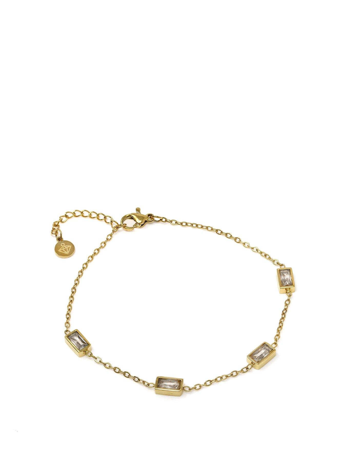 Product photograph of Say It With Rectangle Bracelet - Yellow Gold from very.co.uk