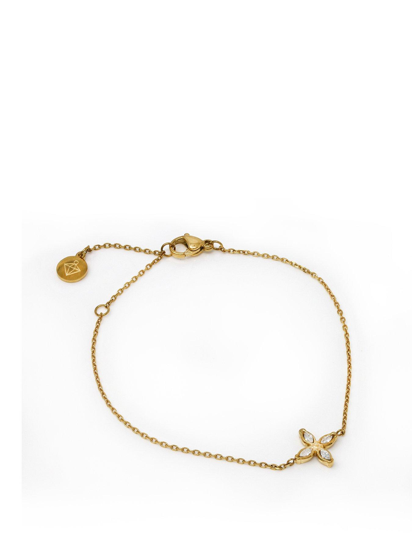 Product photograph of Say It With Flower Bracelet - Yellow Gold from very.co.uk