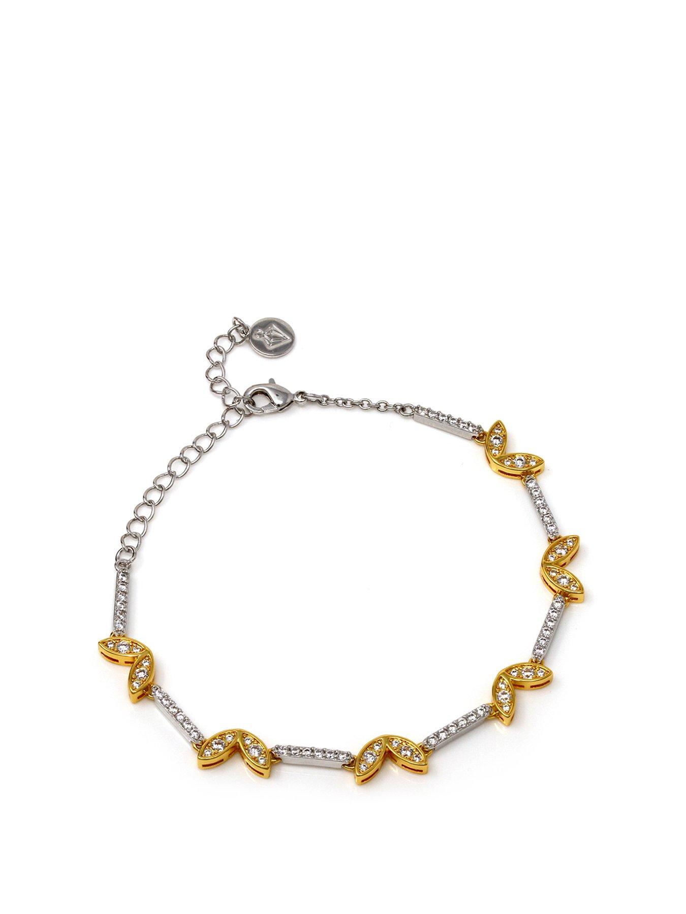 Product photograph of Say It With Winged Bracelet - Silver Amp Gold from very.co.uk