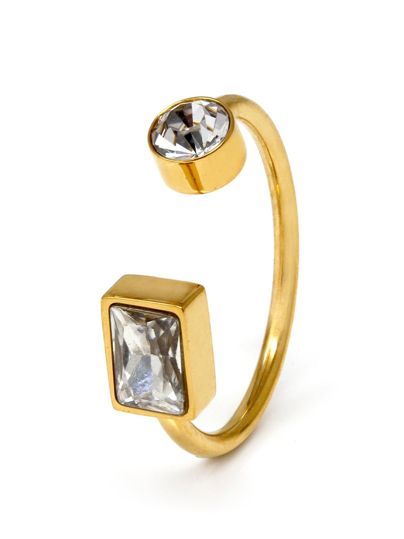 Product photograph of Say It With Mixed Shape Ring - Yellow Gold from very.co.uk