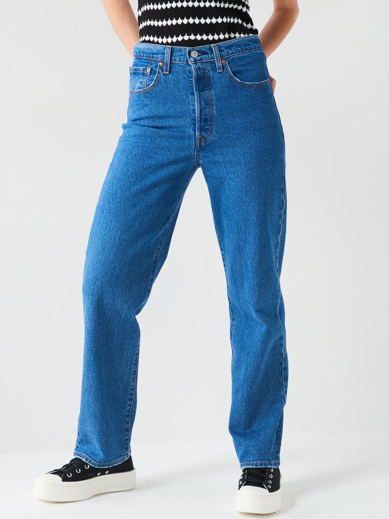 Levi's Ribcage Straight Ankle Medium Indigo Jean, Blue, Size 32, Inside Leg 29, Women