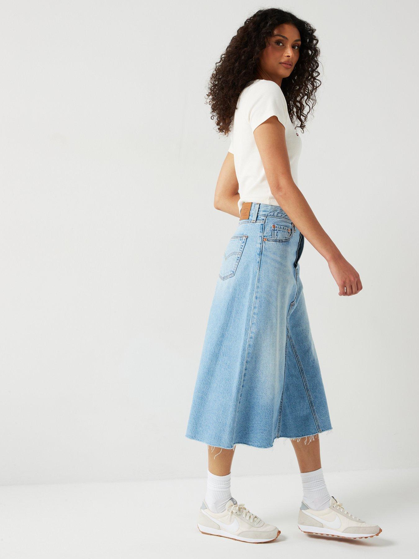 High Rise A line Decon Skirt Secret Secret Blue