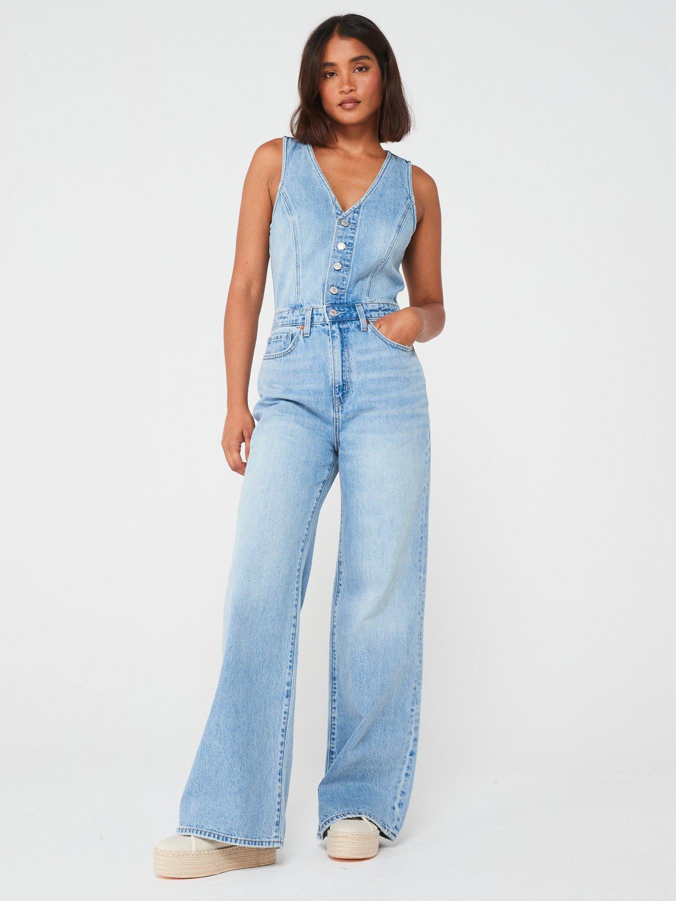 Levi's Denim Vest Wide Leg Jumpsuit - Dive Deep | Very.co.uk