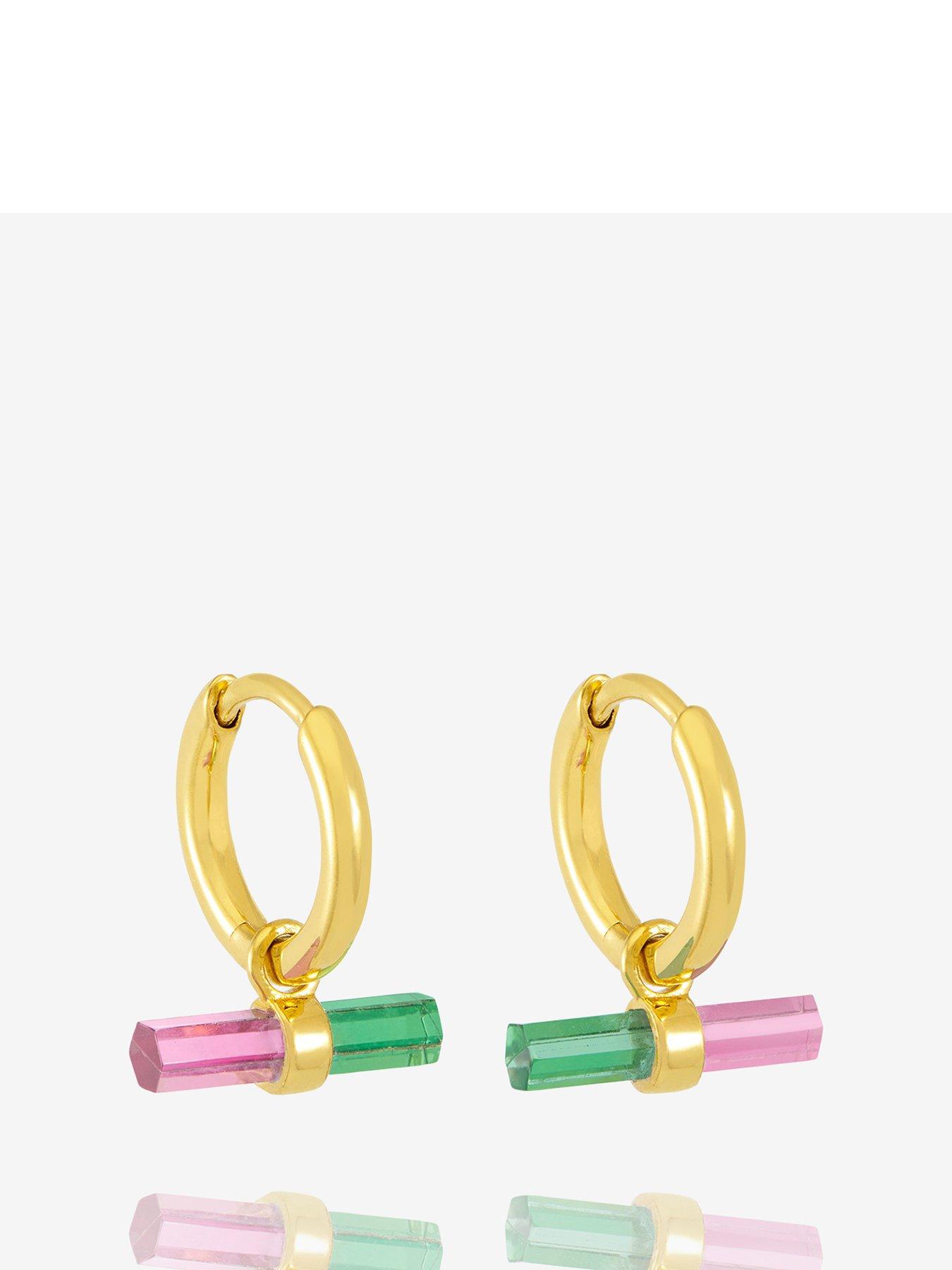 Product photograph of Rachel Jackson Watermelon T-bar Huggie Hoop Earrings from very.co.uk