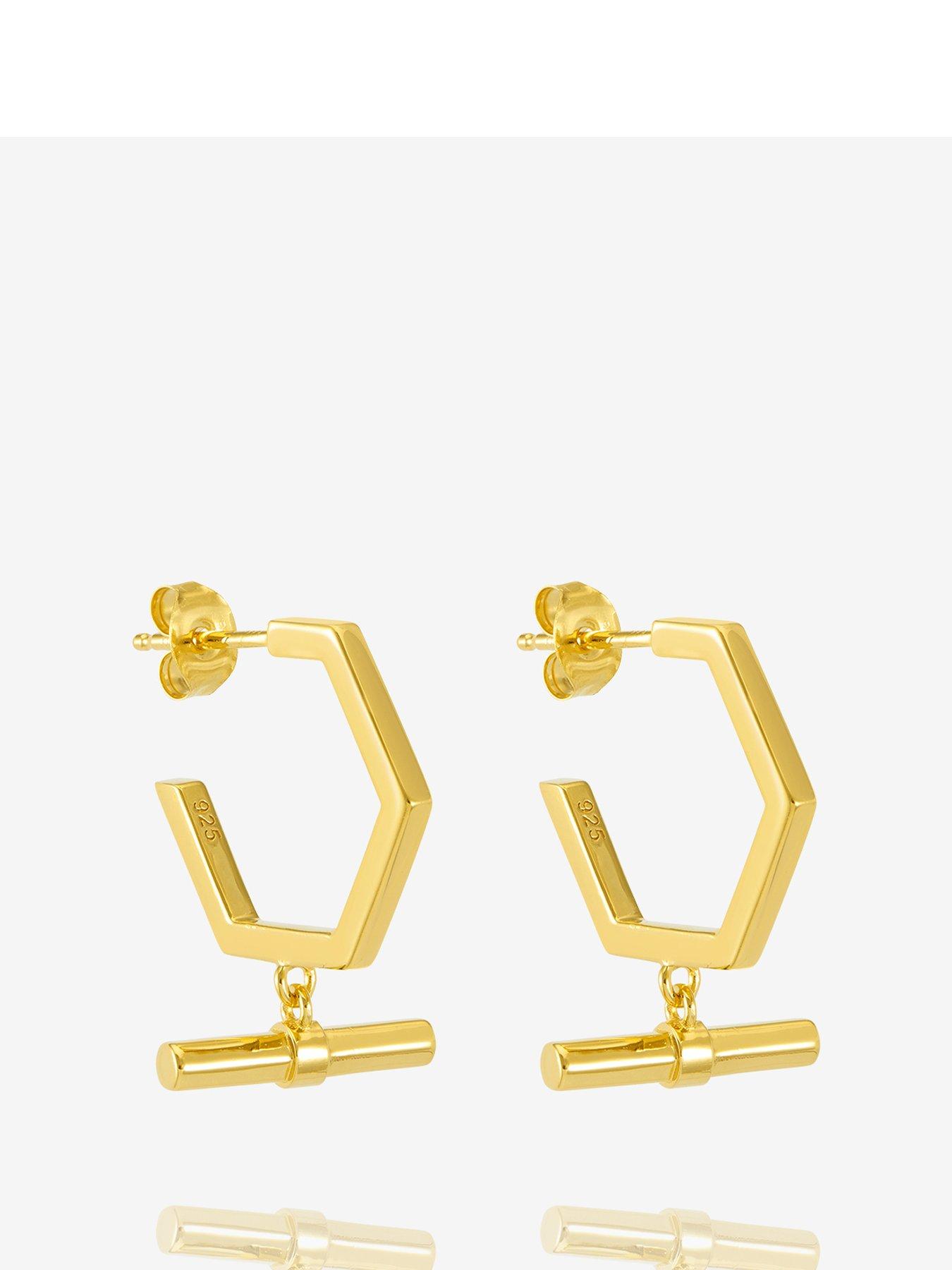 Product photograph of Rachel Jackson Hexagon T-bar Hoop Earrings from very.co.uk