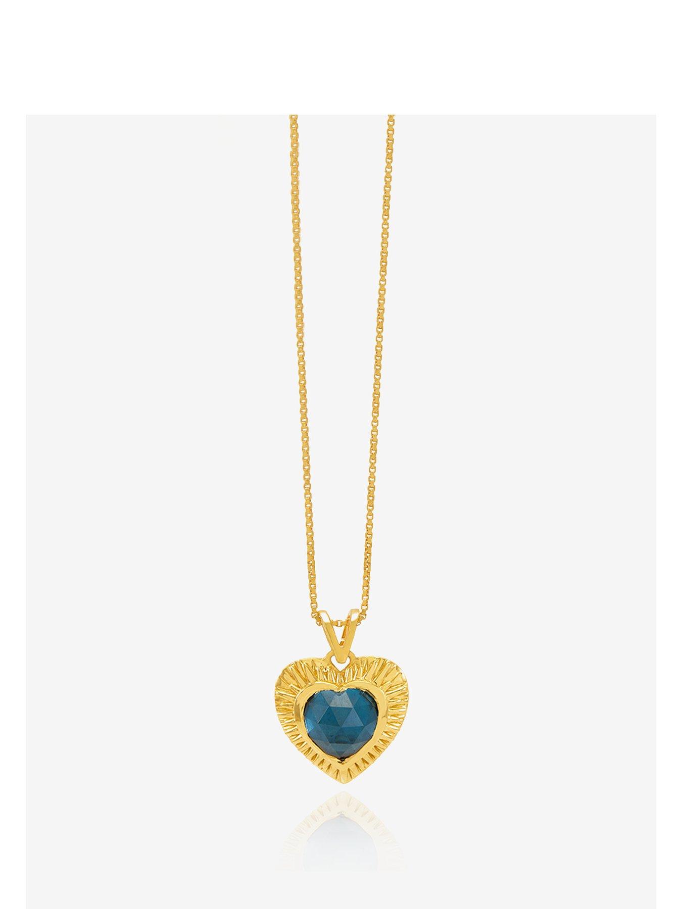 Product photograph of Rachel Jackson Personalised Electric Love Blue Topaz Heart Necklace from very.co.uk