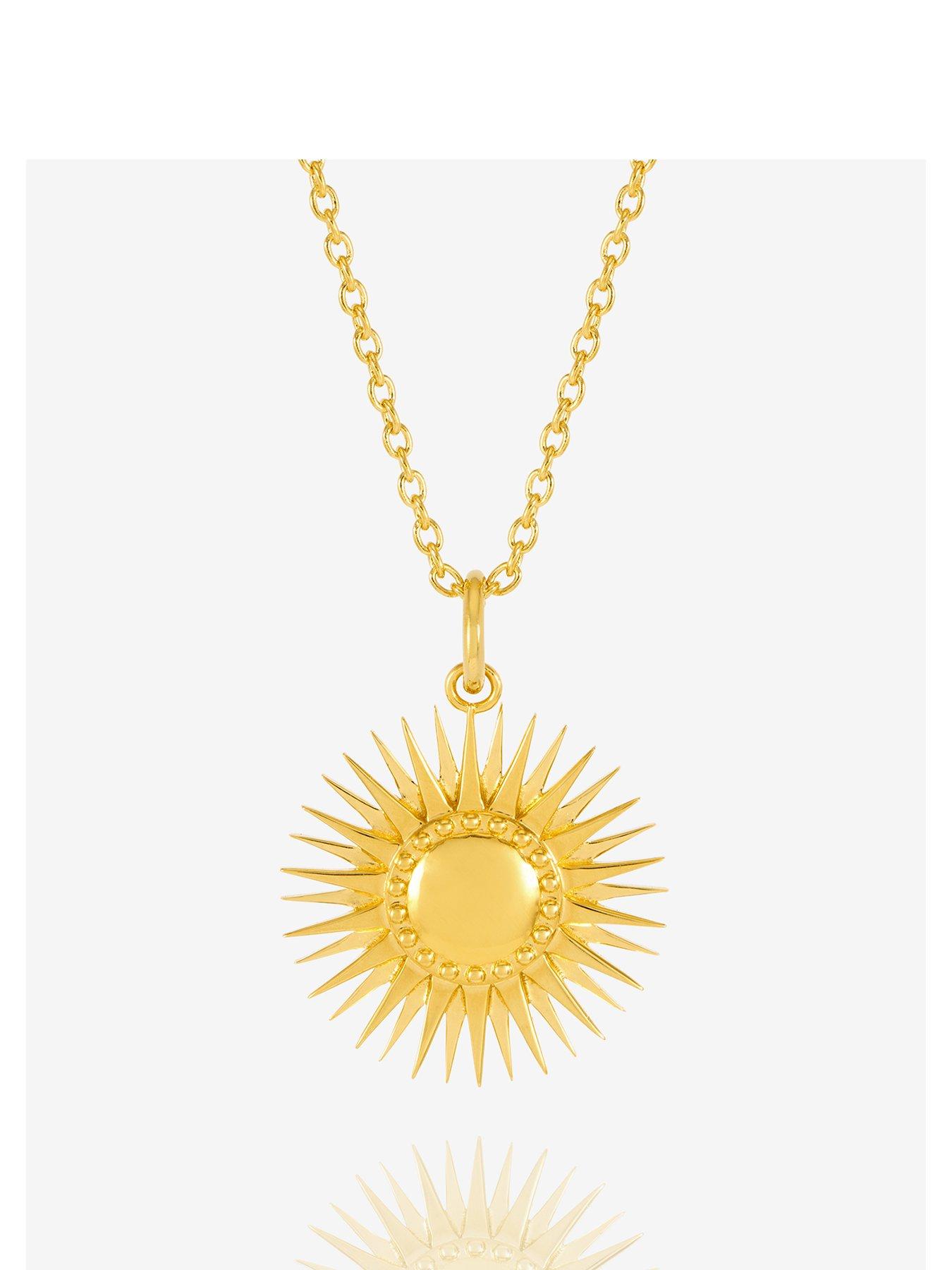 Product photograph of Rachel Jackson Personalised Art Deco Sun Necklace from very.co.uk