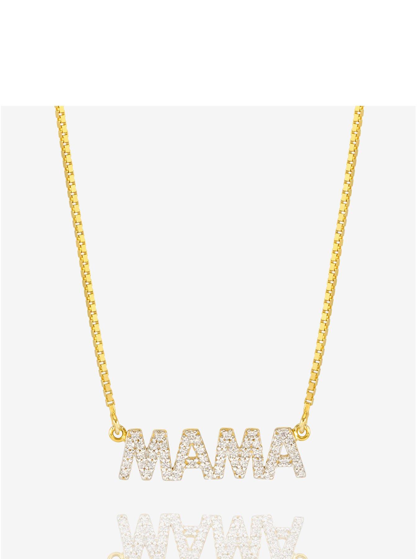 Product photograph of Rachel Jackson Solid Gold And Diamond Mama Necklace from very.co.uk
