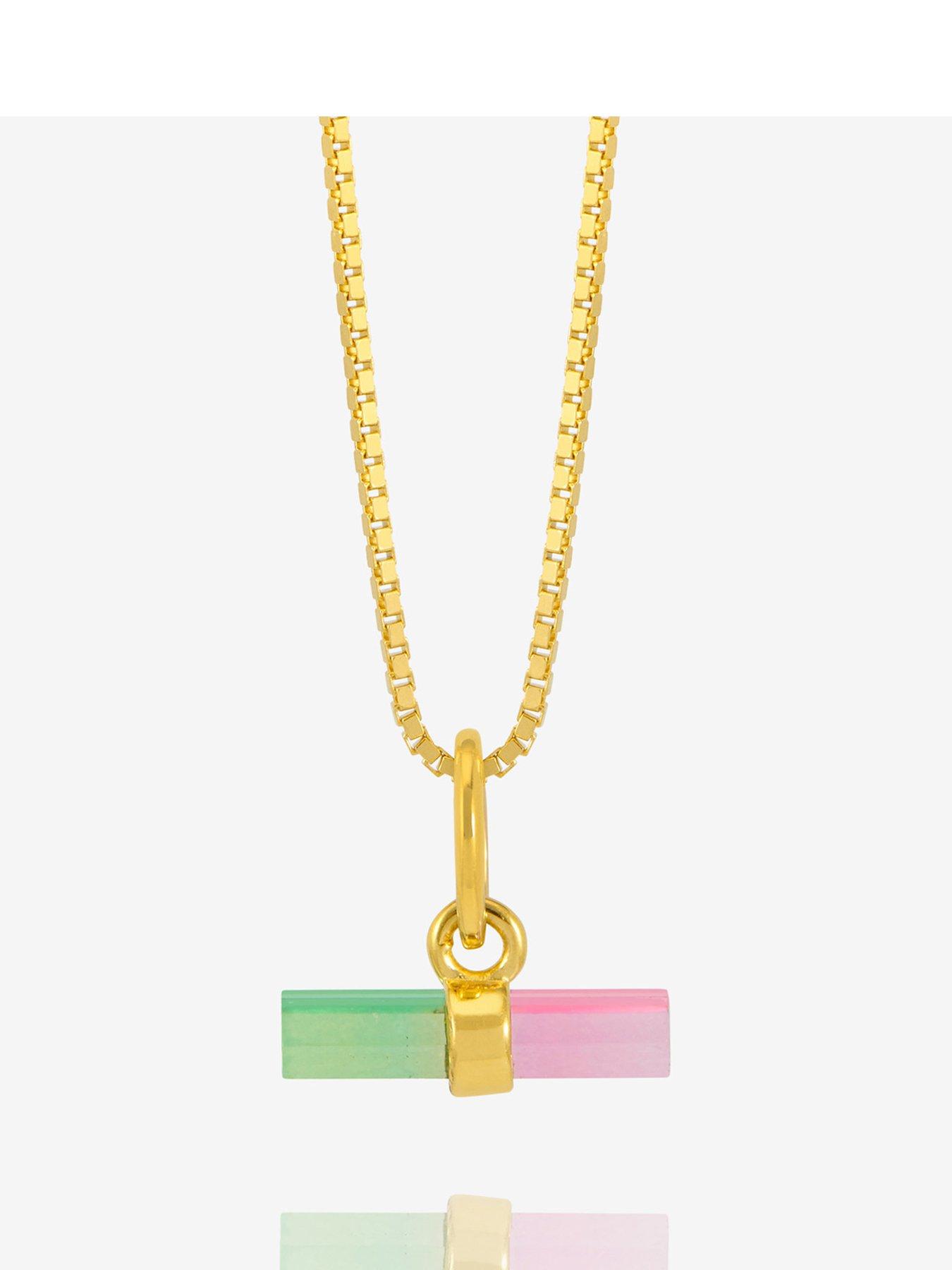 Product photograph of Rachel Jackson Mini Watermelon T-bar Necklace from very.co.uk