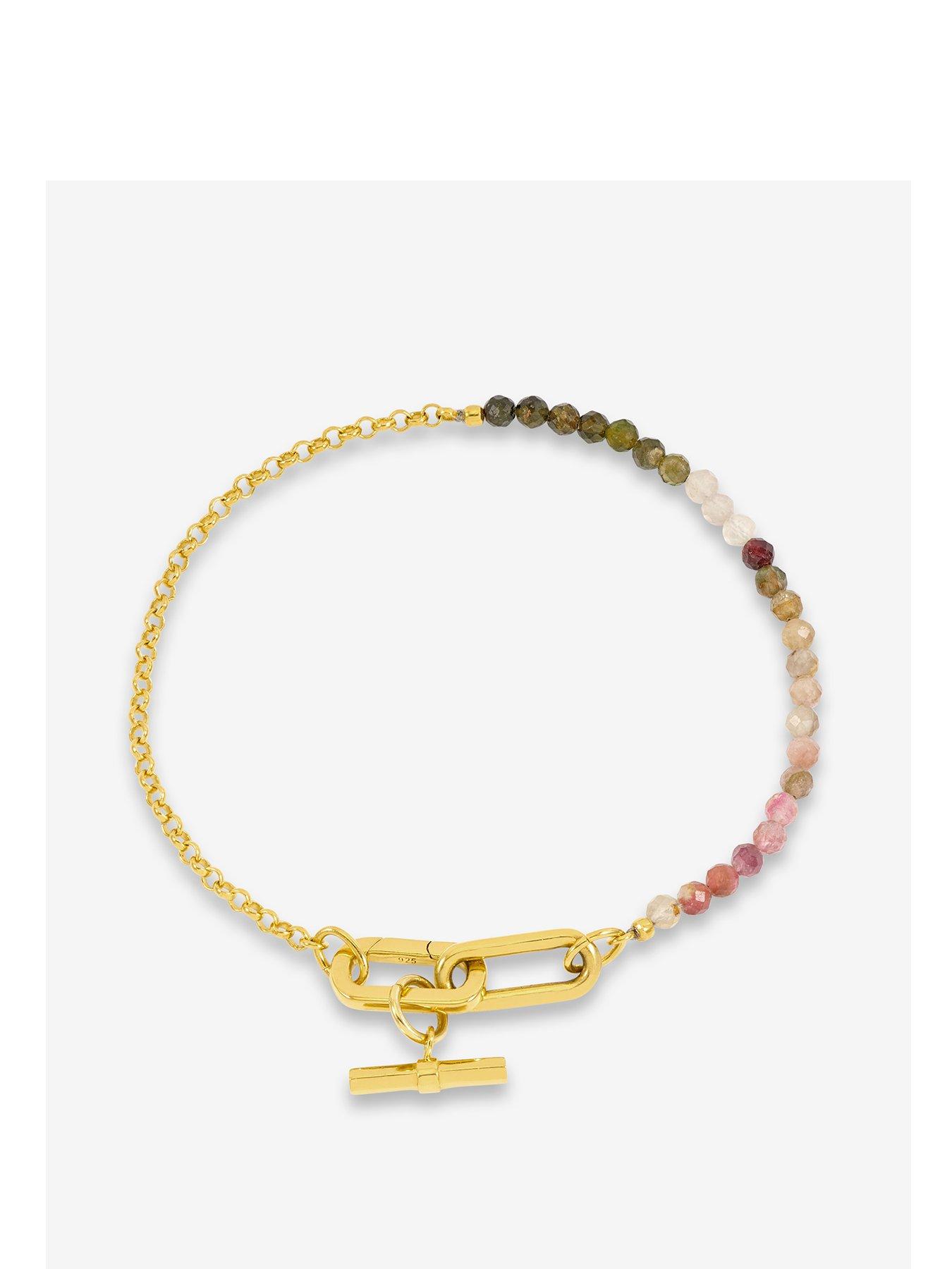 Product photograph of Rachel Jackson Watermelon Gemstone T-bar Bracelet from very.co.uk