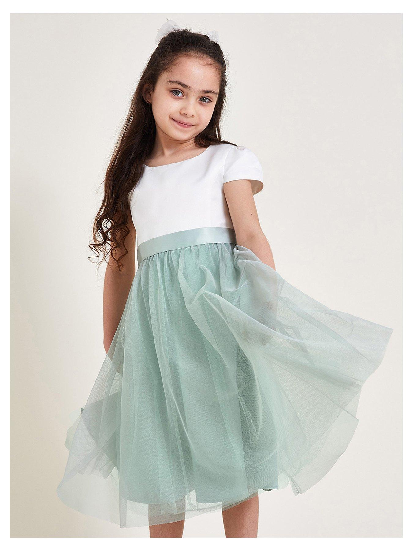 Monsoon Girls Tulle Bridesmaid Dress - Sage | Very.co.uk