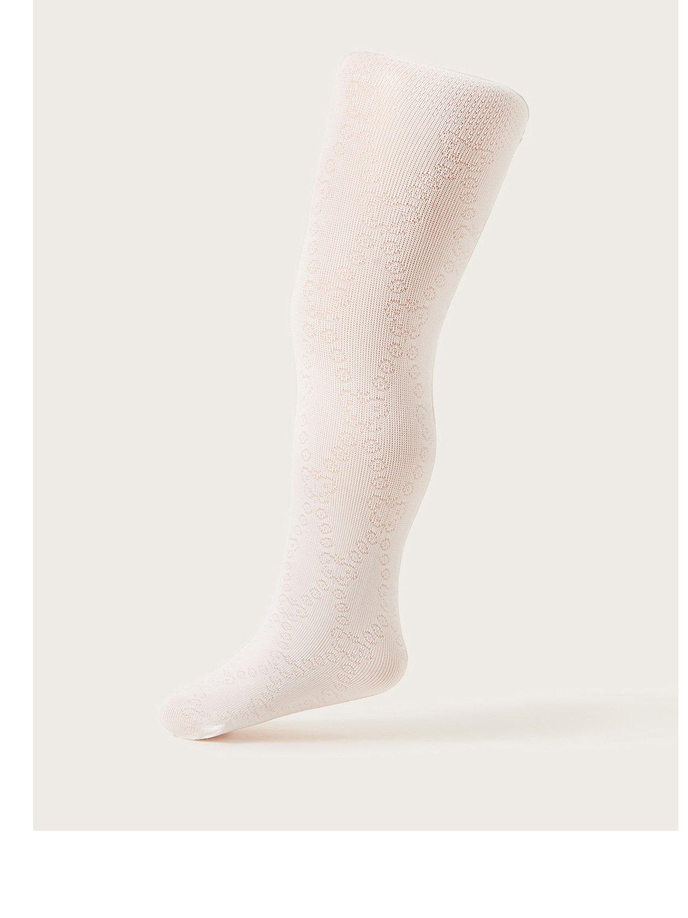 undefined Baby Girls Diamond Butterfly Tights - Ivory
