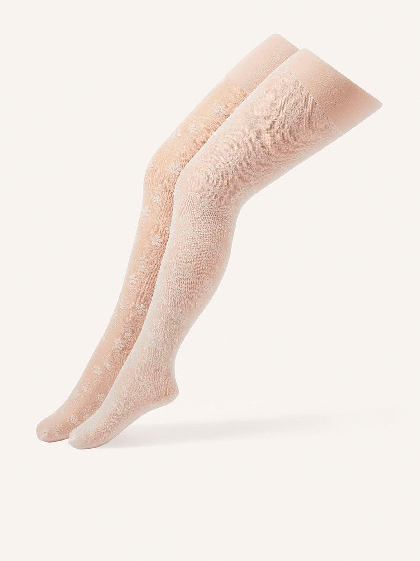 Monsoon Girls 2 Pack Floral Lace Tights - Multi