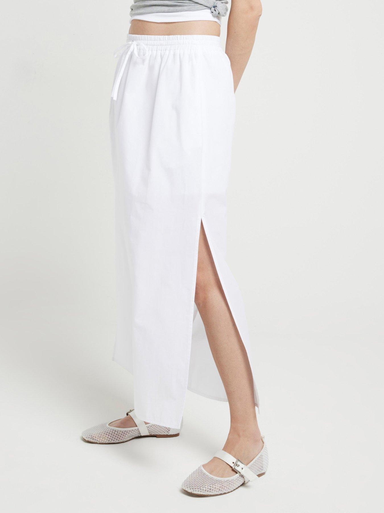 Linen Maxi Skirt - White