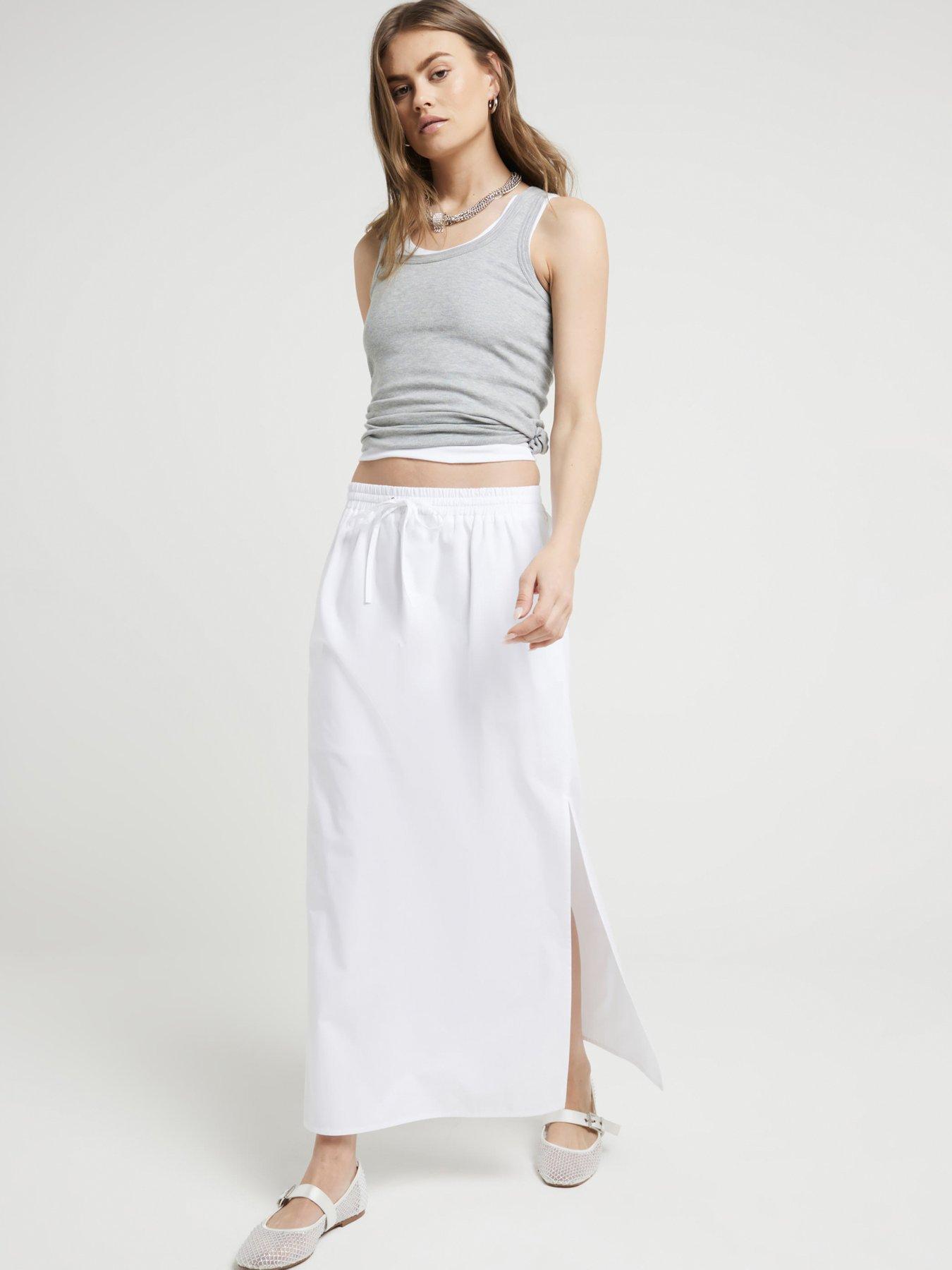 River Island Linen Maxi Skirt - White | Very.co.uk