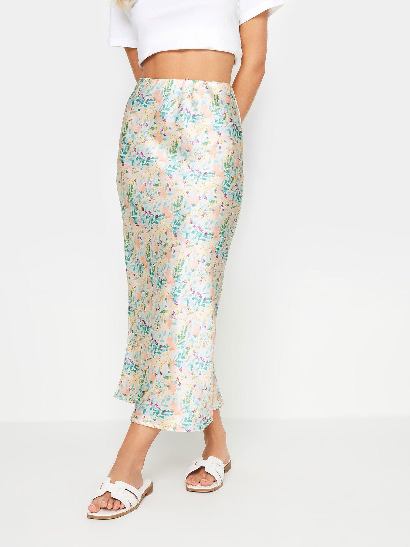PixieGirl Petite Floral Bias Cut Satin Skirt Very