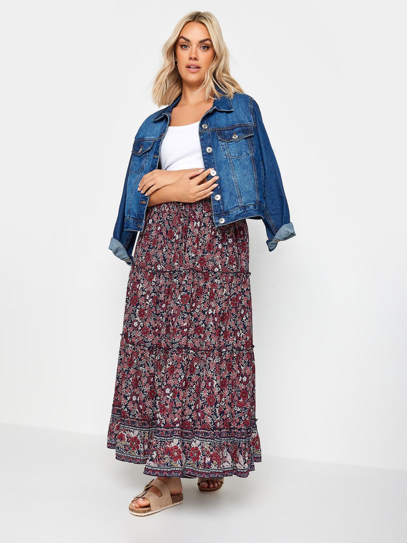 Curve Tiered Gypsy Skirt Navy