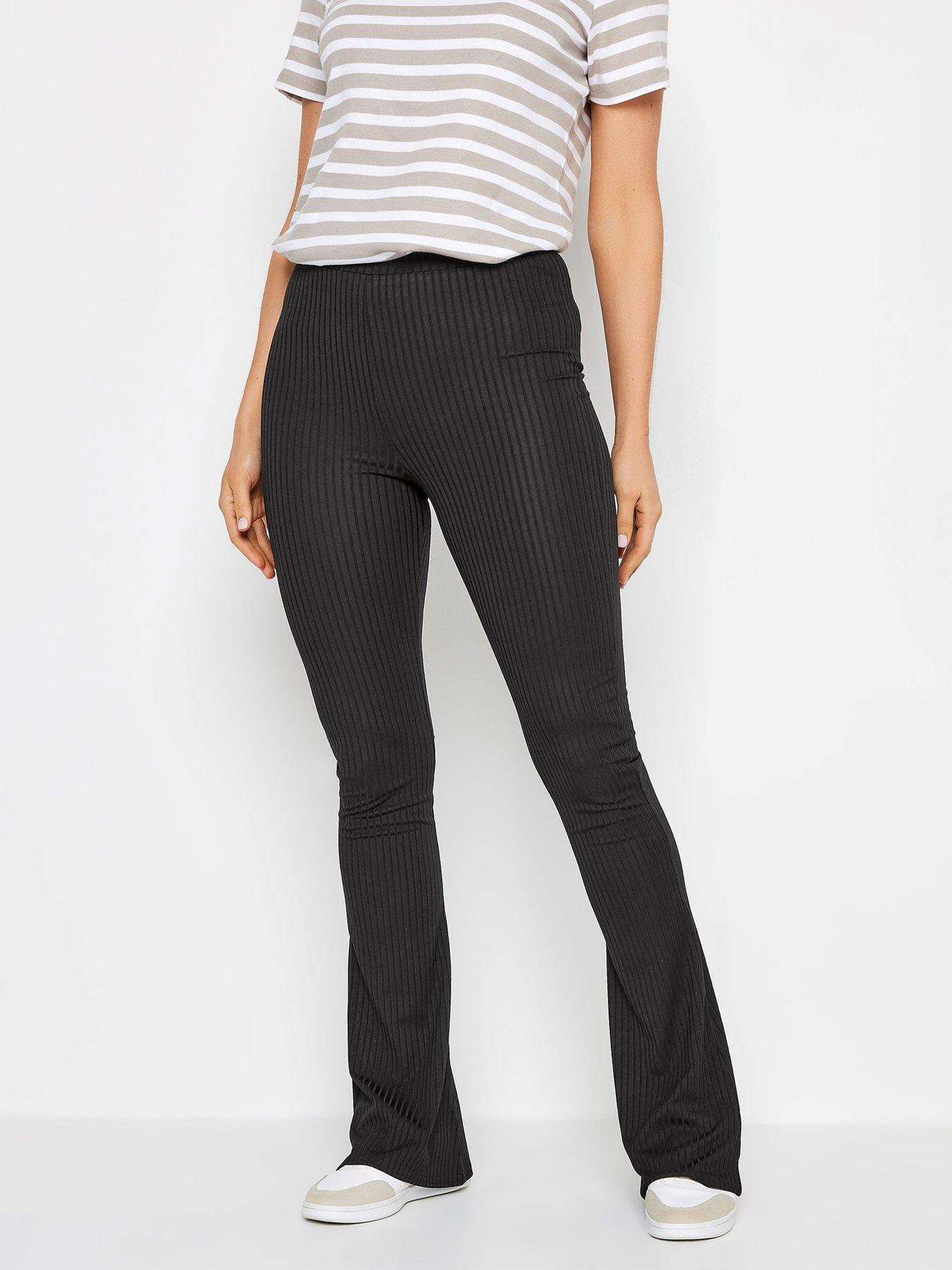 Long Tall Sally Tall Black Ribbed Flare Trouser | Very