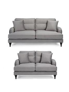Product photograph of Very Home Victoria 3 2 Seater Fabric Sofa Set Buy Amp Save - Grey from very.co.uk