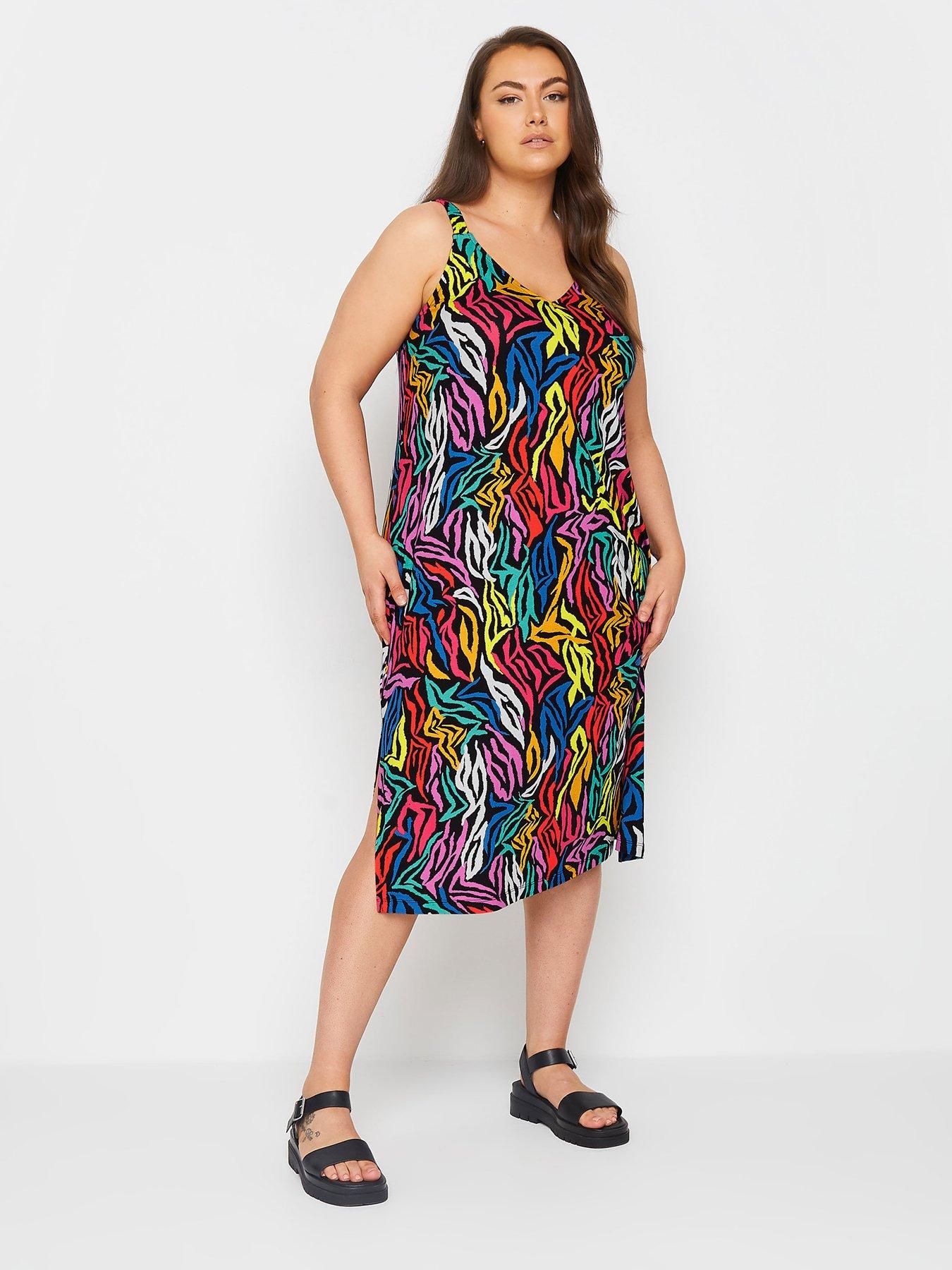 Curve Throw On Beach Dress Rainbow Zebra