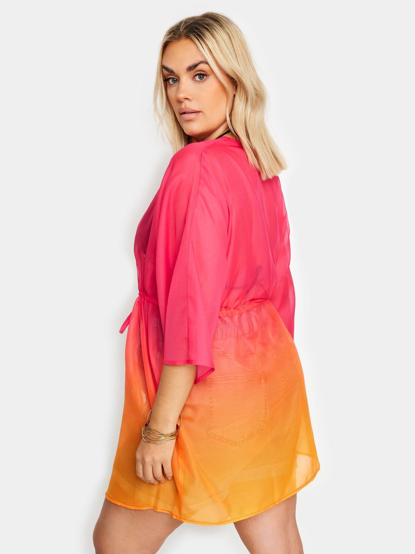 Yours Curve Throw On Coverup Ombre - Orange | Very.co.uk