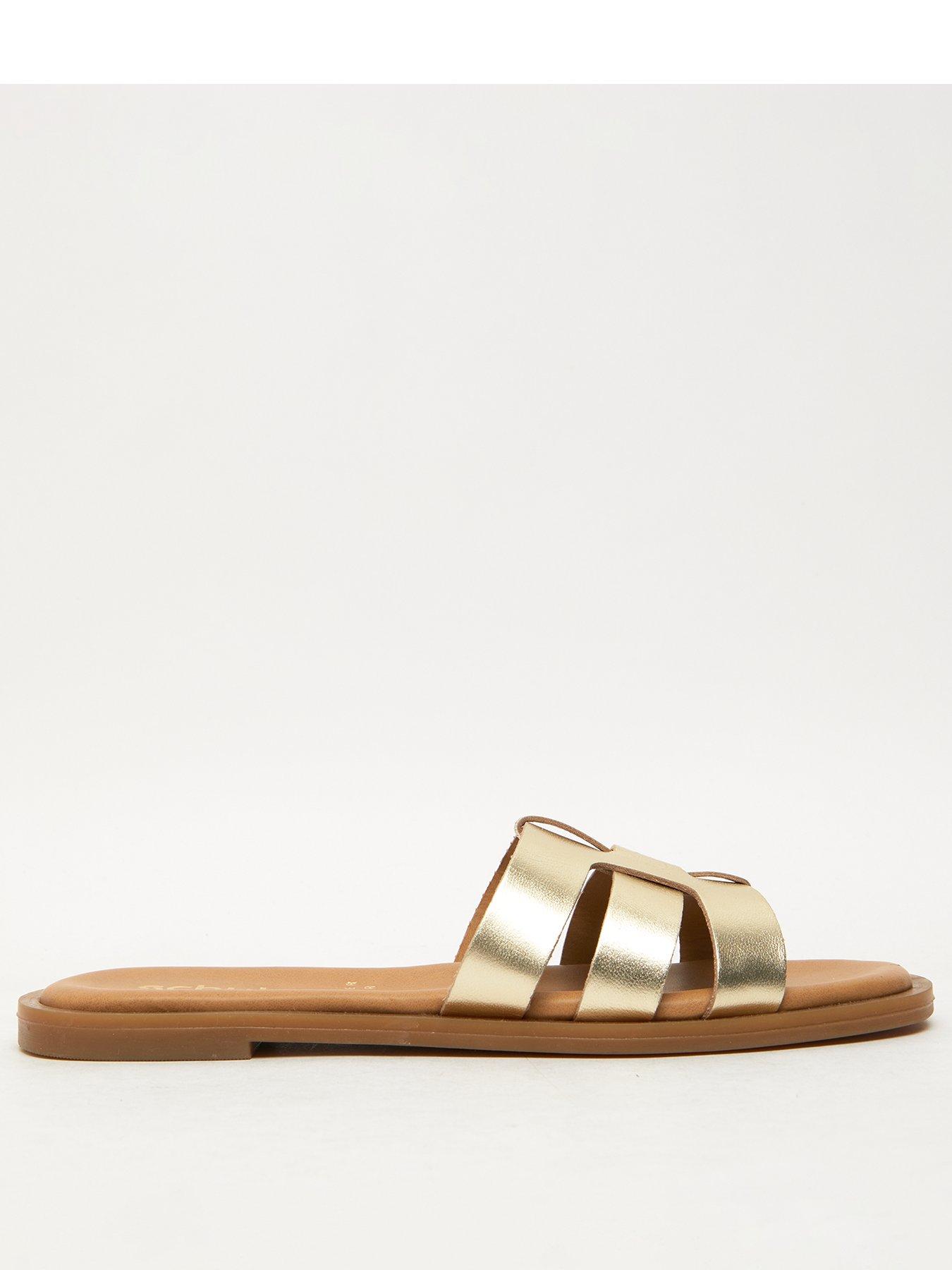 Schuh Tierney Leather Mule Sandal - Gold | Very.co.uk