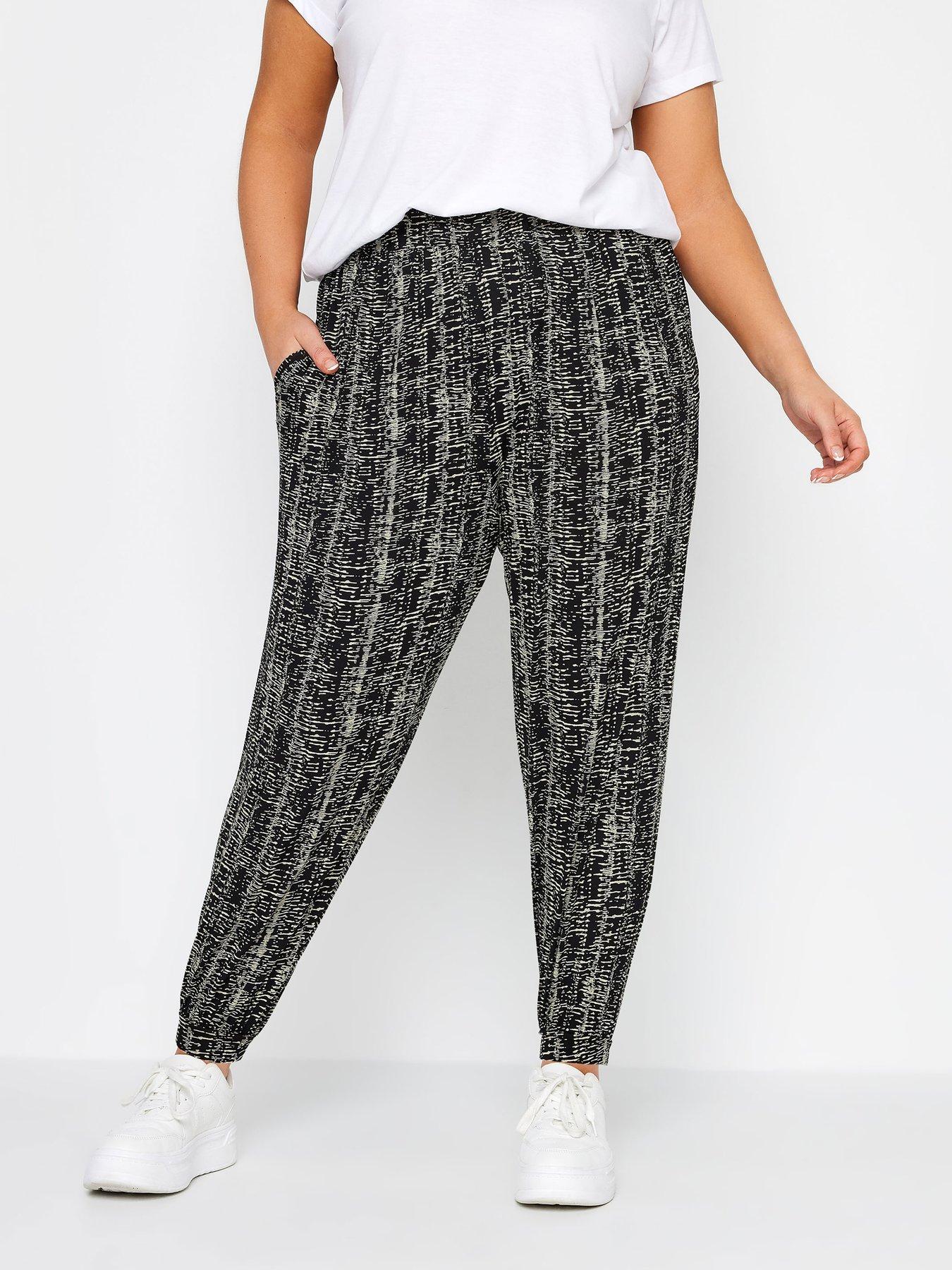 undefined Curve Abstract Print Harem Joggers - Black