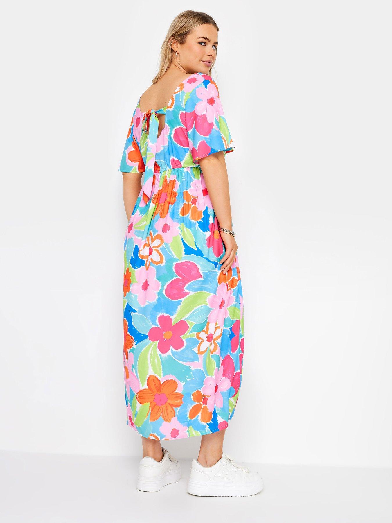 Yours Curve Ss Bow Back Midaxi Dress Vibrant Floral | Very