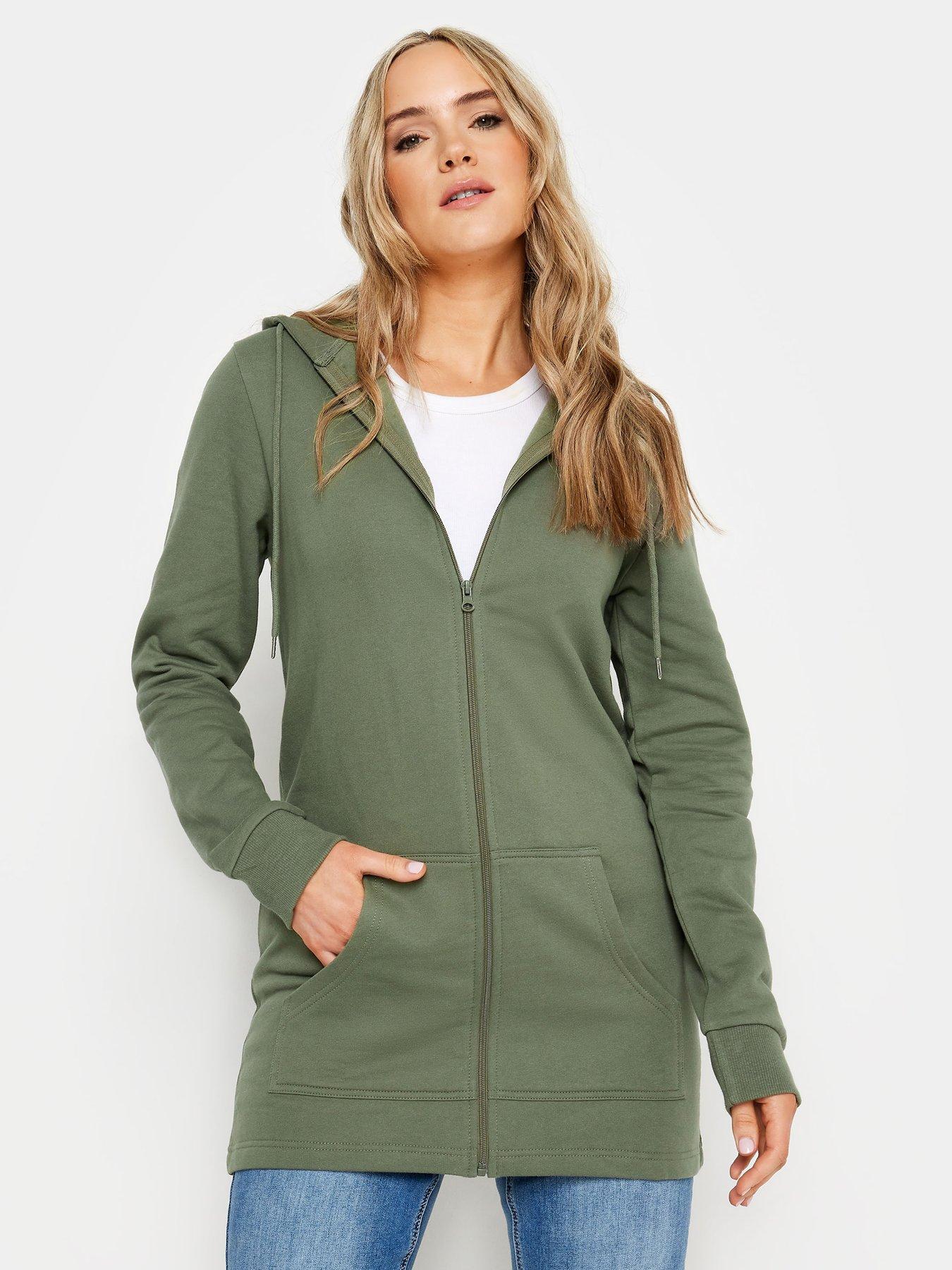 Long Tall Sally Tall Khaki Longline Zip Hoodie | Very.co.uk