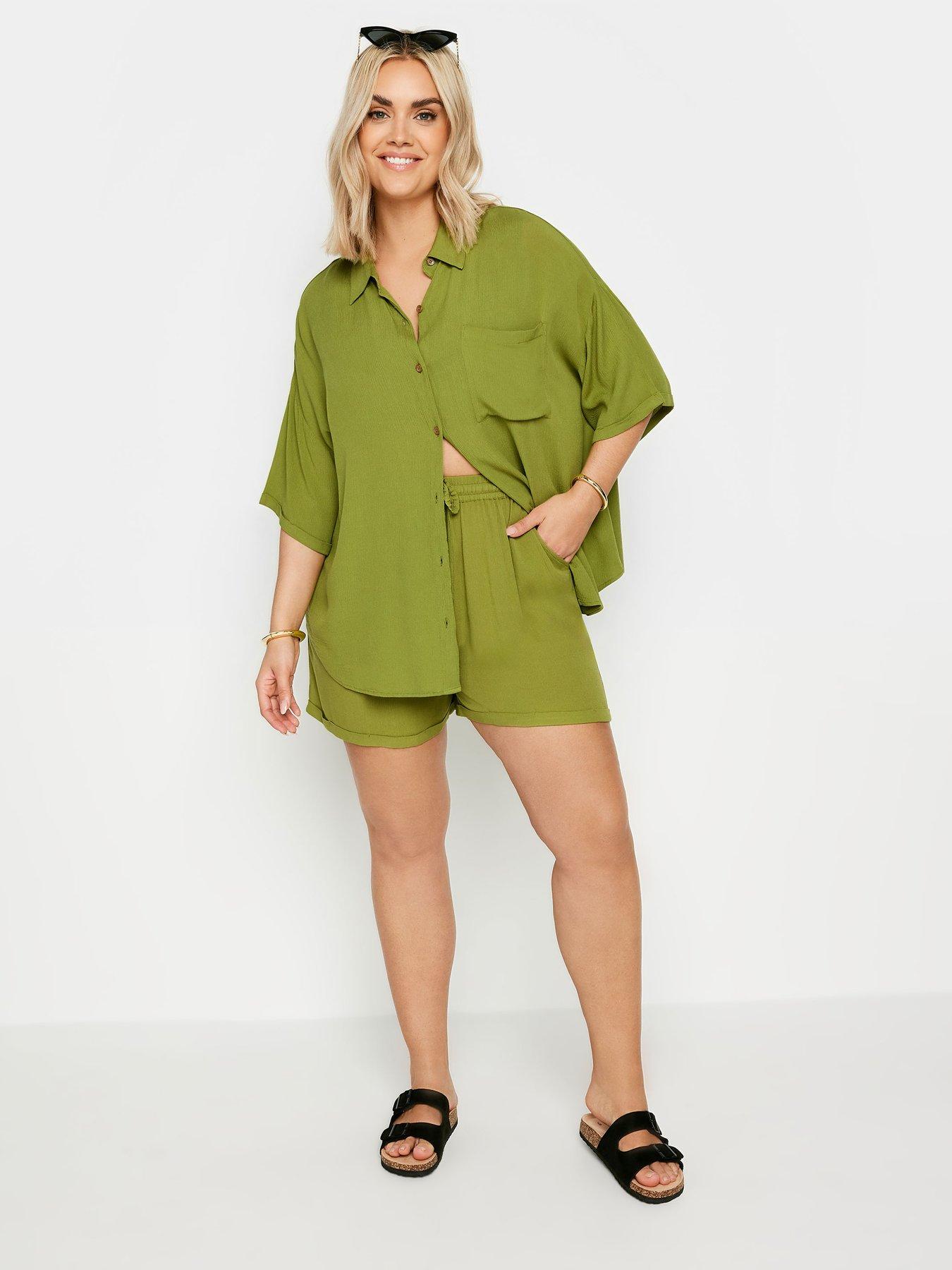 Gather Neck Shirt Co-ord - Olive