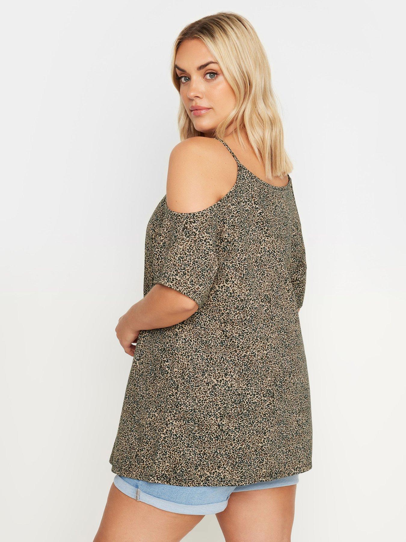 Yours Curve Leopard Print Cold Shoulder Top Very