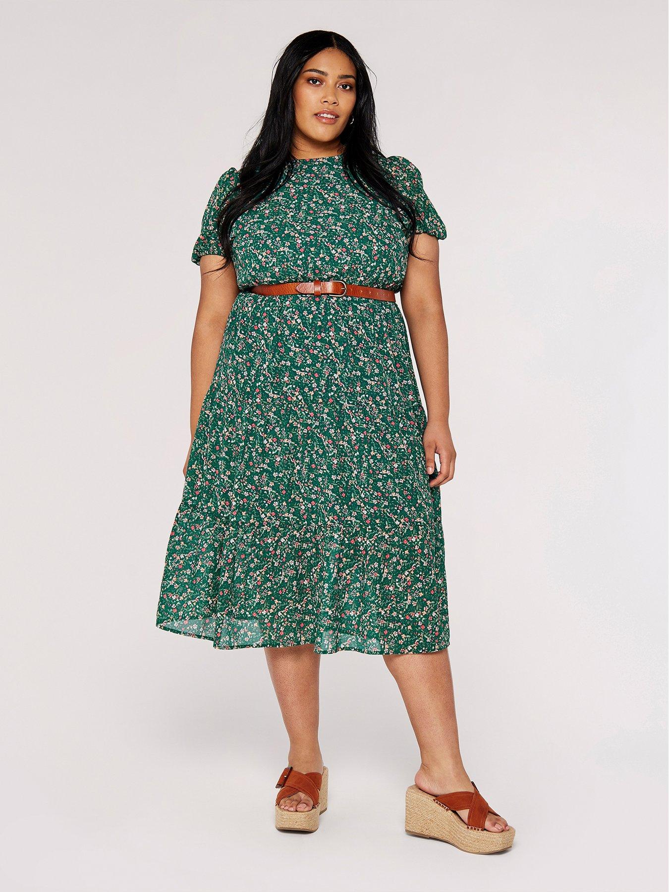 Apricot Ditsy Floral Smock Midi Dress Very